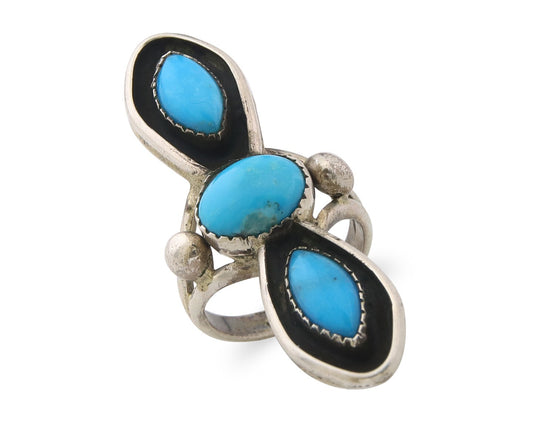 Vintage Navajo Ring 925 Sterling Silver Turquoise Handmade Size 6.25