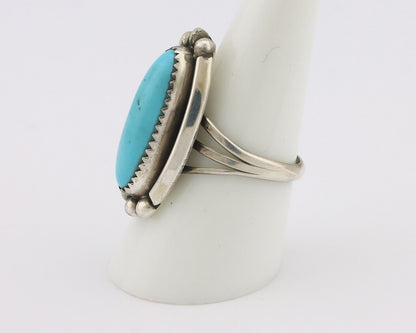 Navajo Ring .925 Silver Sleeping Beauty Turquoise Signed SkyStone Creations C80s