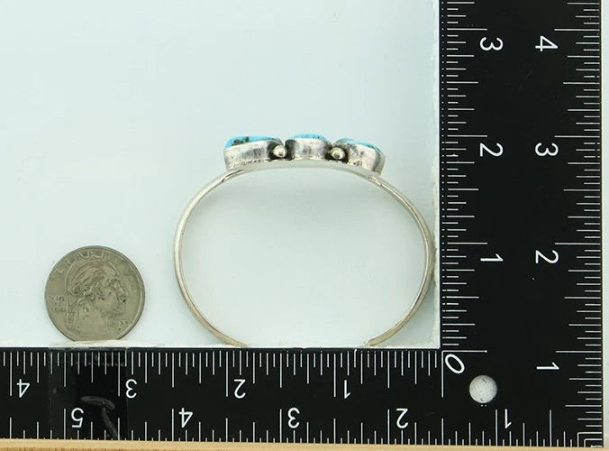 Navajo Cuff Bracelet 925 Sterling Silver Turquoise Vintage Signed E Sandoval
