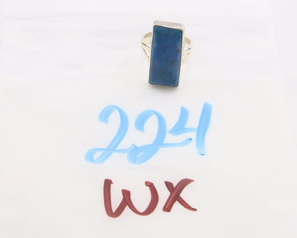 Navajo Ring 925 Sterling Lapis Handmade Native Artist C.80's Size 6.0