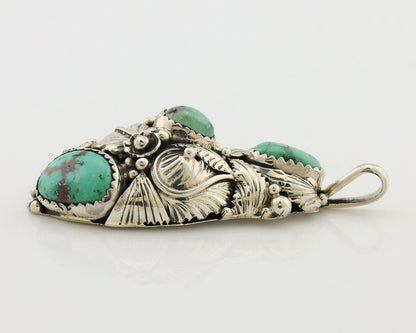 Navajo Pendant 925 Silver Natural Bisbee Turquoise Signed Tom Willeto C.80's
