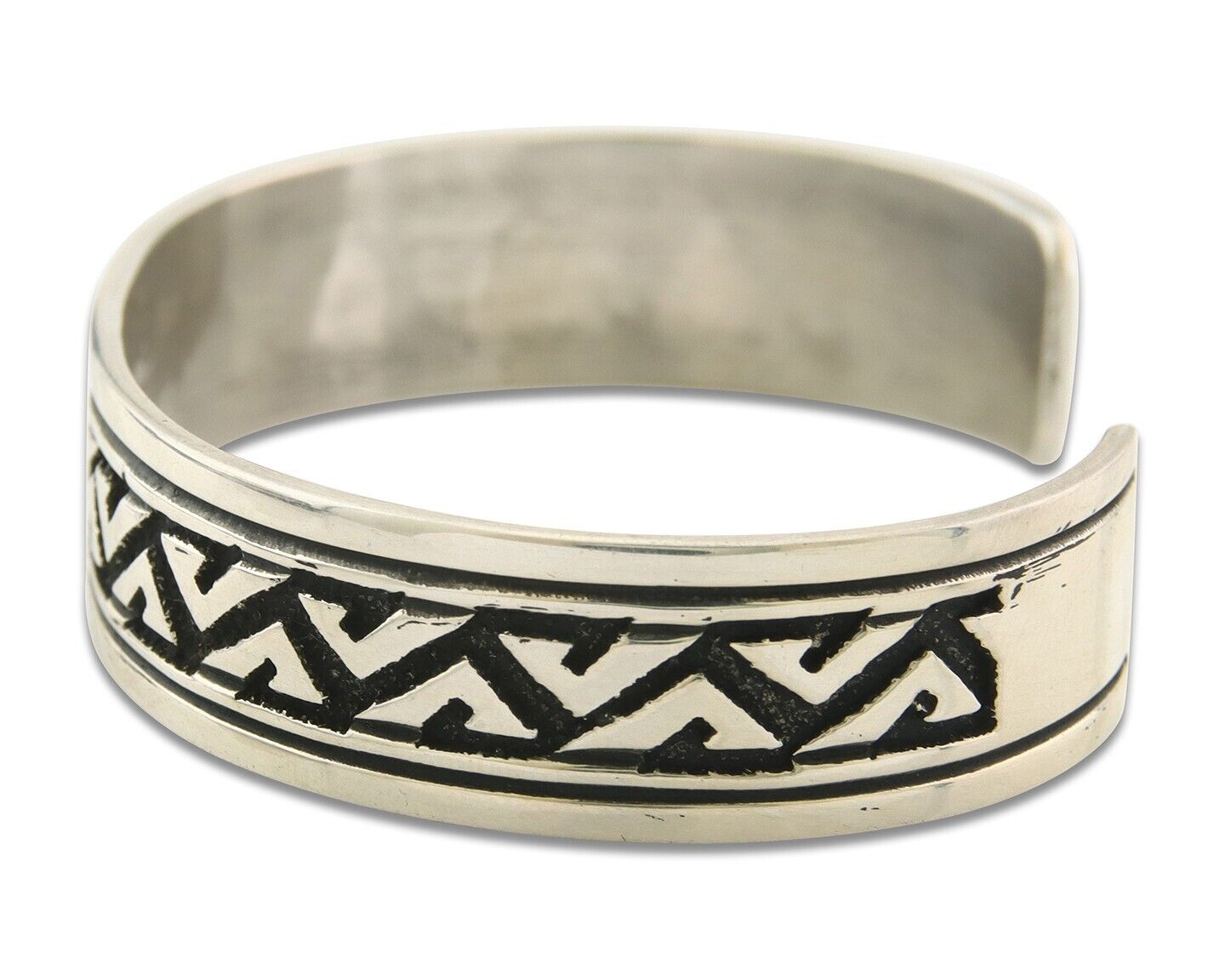 Navajo Bracelet 925 Silver Artist Signed Thomas Singer Cuff Made in the 1980's