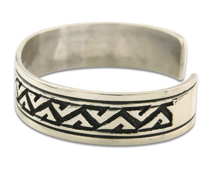 Navajo Bracelet 925 Silver Artist Signed Thomas Singer Cuff Made in the 1980's