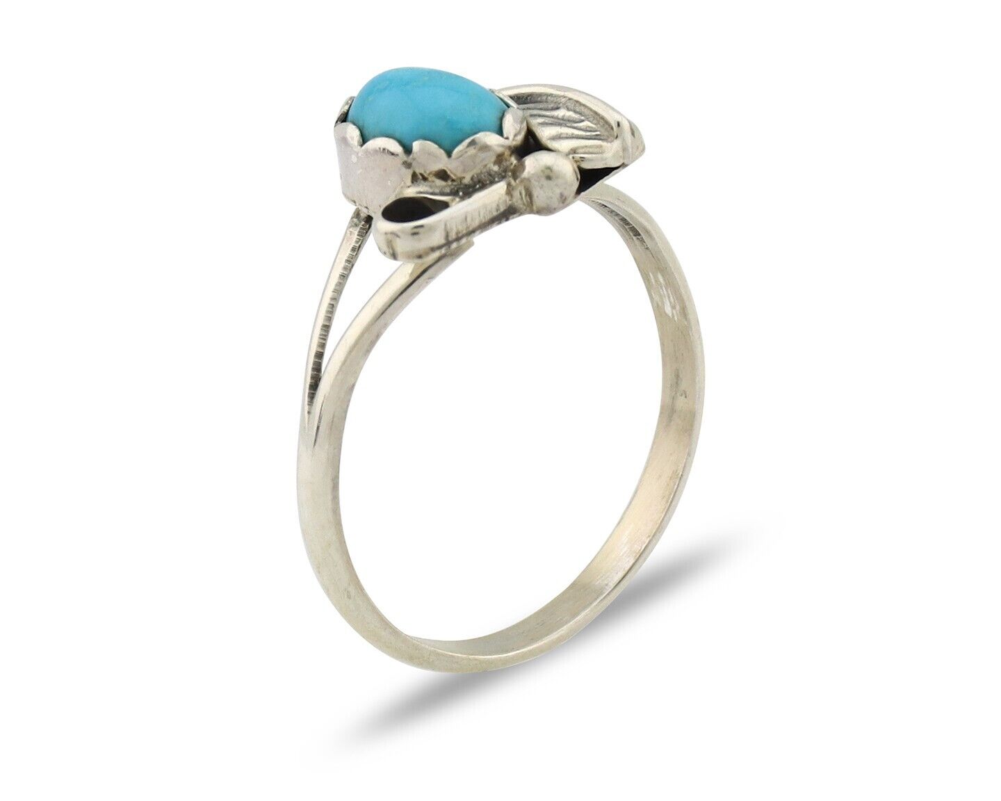 Navajo Ring .925 Silver Sleeping Beauty Turquoise Native American Artist C.80's
