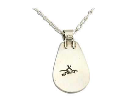 Navajo Necklace 925 Silver Spiderweb Turquoise Artist Signed Teepee on Hill C80s