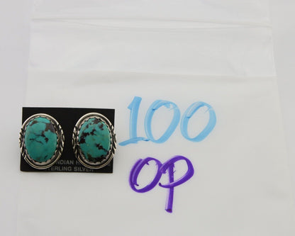 Navajo Earrings 925 Silver Natural Blue Native American Artist C.80's