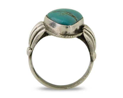 Navajo Handmade Ring 925 Sterling Silver Natural Turquoise Native Artist C.80's
