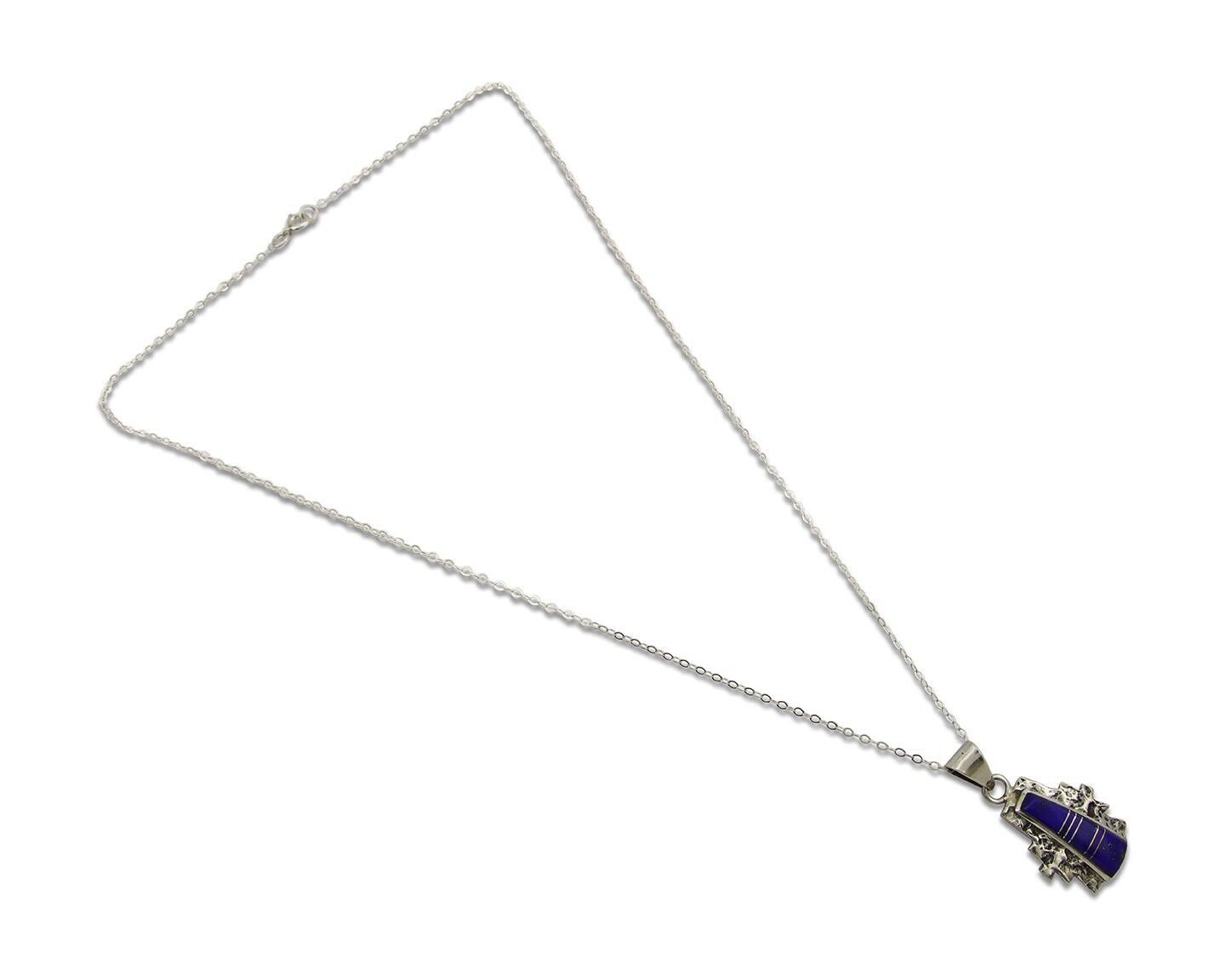 Navajo Necklace 925 Silver Natural Lapis Handmade Native American Artist C.80's