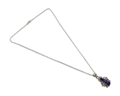 Navajo Necklace 925 Silver Natural Lapis Handmade Native American Artist C.80's