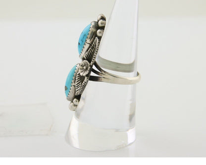 Navajo Ring 925 Silver Natural Blue Turquoise Native Artist Signed SC C.80's