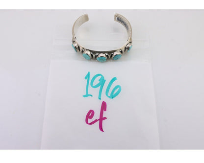 Navajo Cuff Bracelet 925 Silver Natural Blue Turquoise Signed M Montoya C.80's