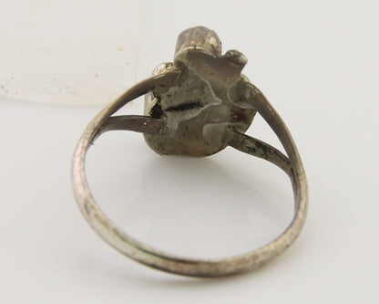 Navajo Handmade Ring 925 Silver Turquoise & Coral Native Artist C.80's