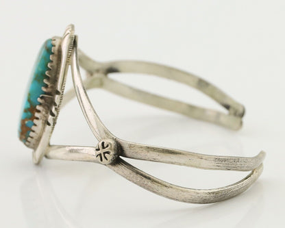 Navajo Bracelet 925 Silver Kingman Turquoise Native American Artist C.80's