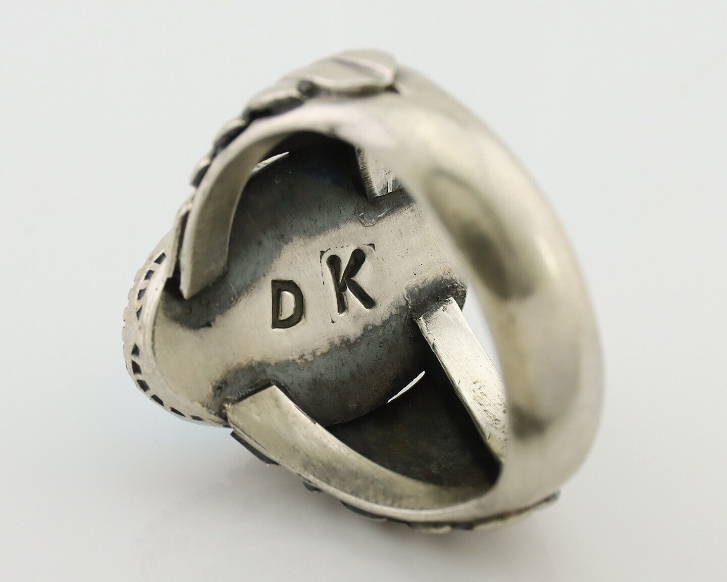 Navajo Ring 925 Silver Blue Sleeping Beauty Turquoise Artist Signed DK C.80's