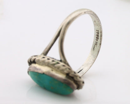 Navajo Ring 925 Silver Blue Turquoise Native American Artist C.80's