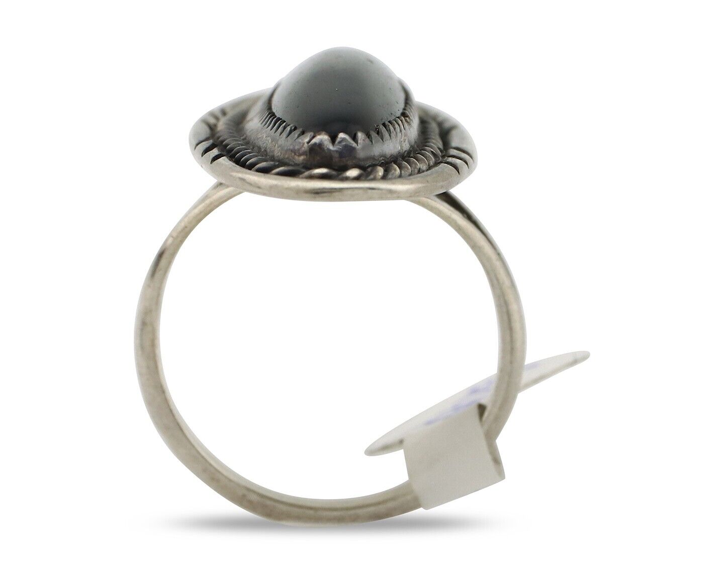 Navajo Ring 925 Silver Onyx Hand Stamped Native American Artist C.80's