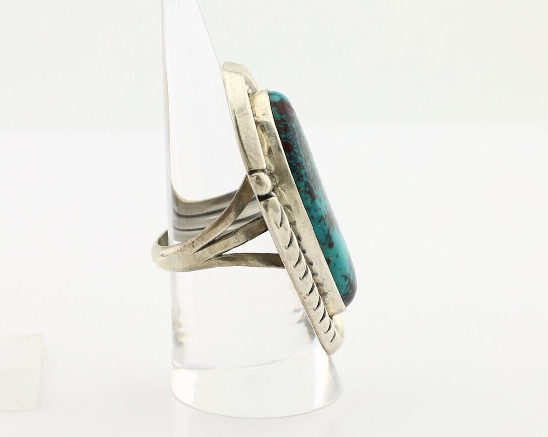 Navajo Ring 925 Silver Natural Blue Turquoise Artist Signed Ben S C.80's