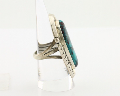 Navajo Ring 925 Silver Natural Blue Turquoise Artist Signed Ben S C.80's