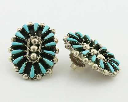 Navajo Earrings 925 Silver Sleeping Beauty Turquoise Signed B Yazzie C.80's