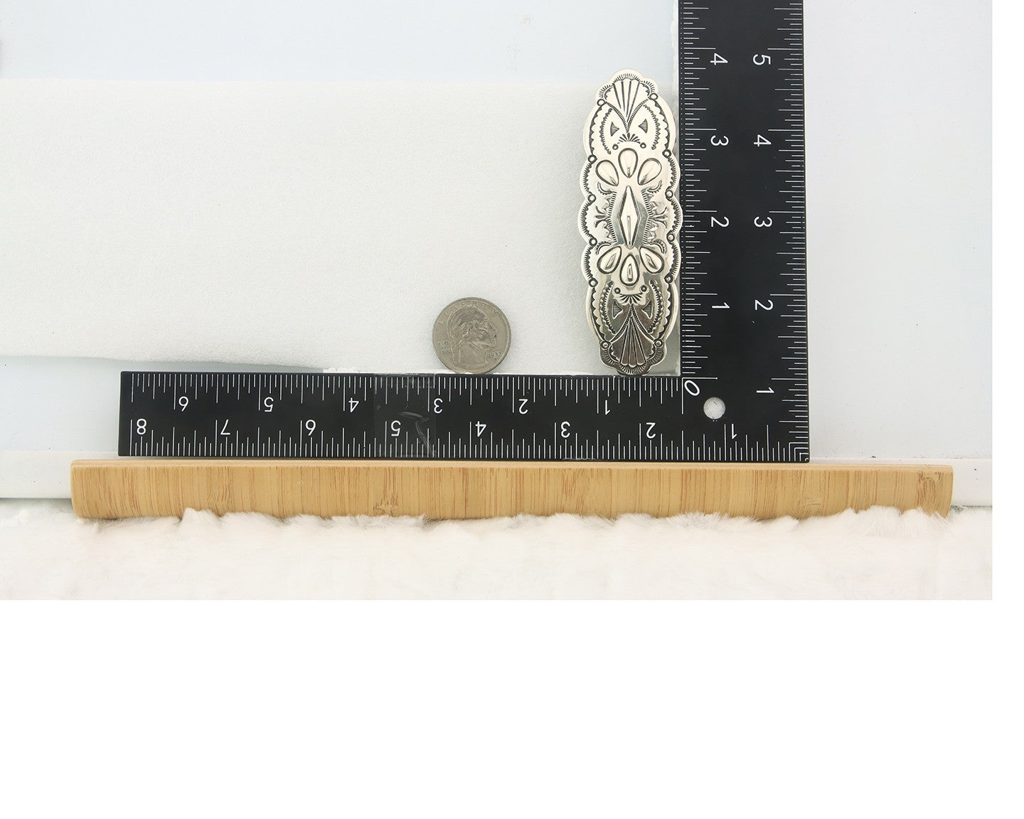Vintage Navajo Barrette 925 Sterling Silver Hand Stamped Signed Delgarito