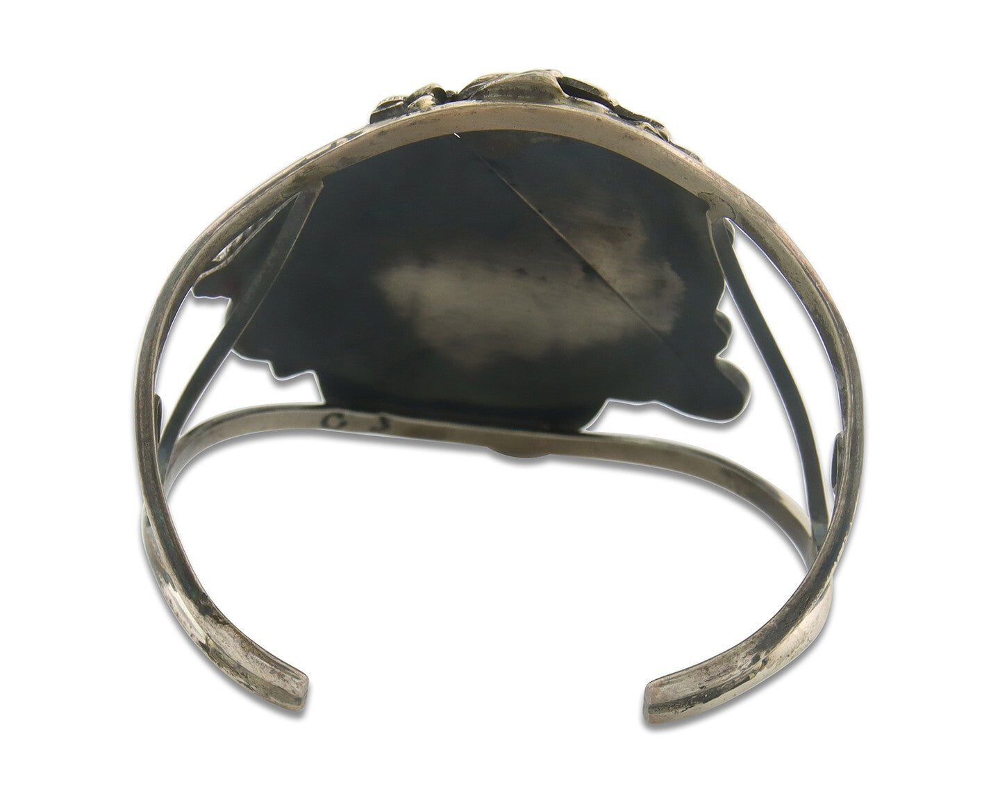 Navajo Bracelet 925 Silver Inlaid Coral & Turquoise Cuff Artist Signed CJ C.80's