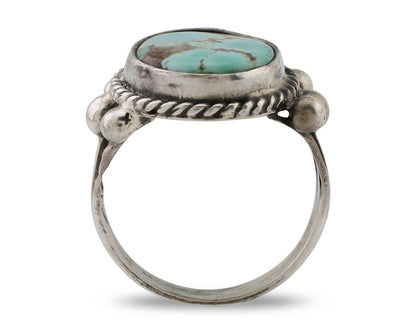 Navajo Ring 925 Silver Natural Blue Turquoise Artist Signed MC C.80's
