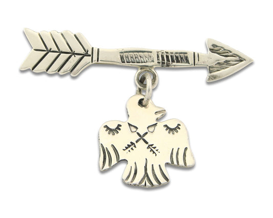Navajo Pin Sterling Silver Thunderbird Arrow Artist Native American Artist