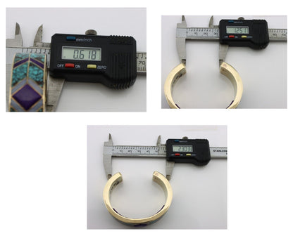 Navajo Handmade Bracelet Solid 14k Gold Natural Gemstones Native Artist C.80's