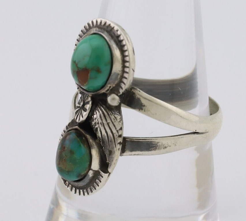 Navajo Ring 925 Silver Natural Turquoise Artist Signed Tom Willeto C.80's