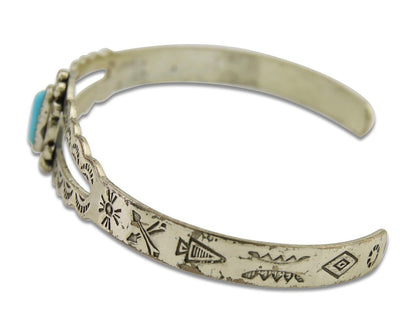 Navajo Cuff Bracelet 925 Silver Turquoise Cuff Native American Artist C.80's