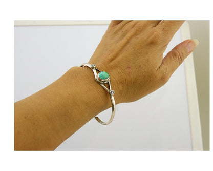 Navajo Cuff Bracelet 925 Silver Turquoise Native American Artist Handmade C.80's