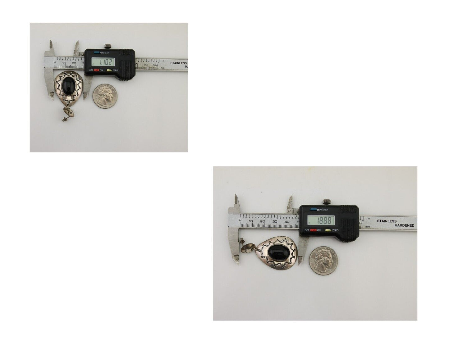 Navajo Handmade Earrings 925 Silver Onyx Artist Douglas Etsitty C.80's