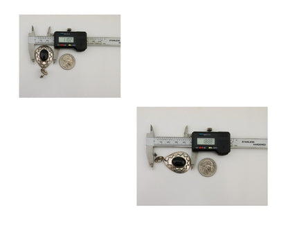 Navajo Handmade Earrings 925 Silver Onyx Artist Douglas Etsitty C.80's