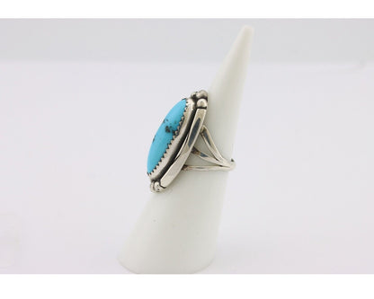 Navajo Ring .925 Silver Sleeping Beauty Turquoise Signed SkyStone Creations C80s