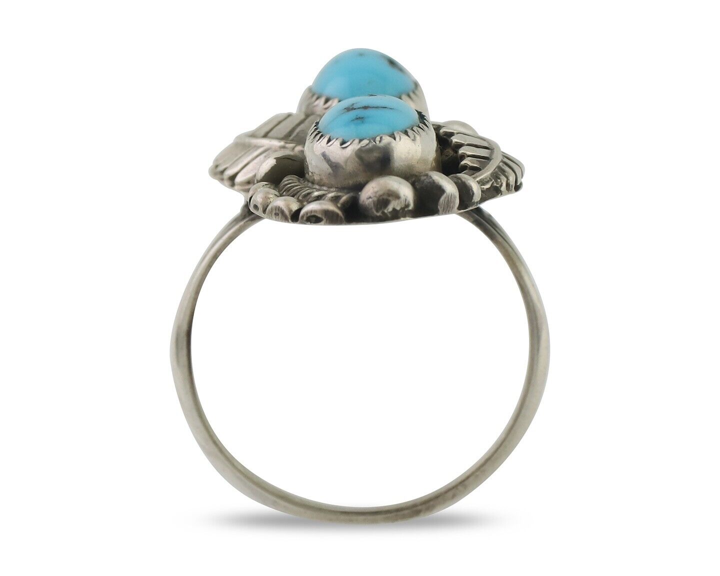 Navajo Ring 925 Silver Sleeping Beauty Turquoise Signed Sharon Cisco C.80's