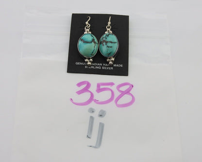 Navajo Dangle Earrings 925 Natural Turquoise Native Inca Mfg C.80's