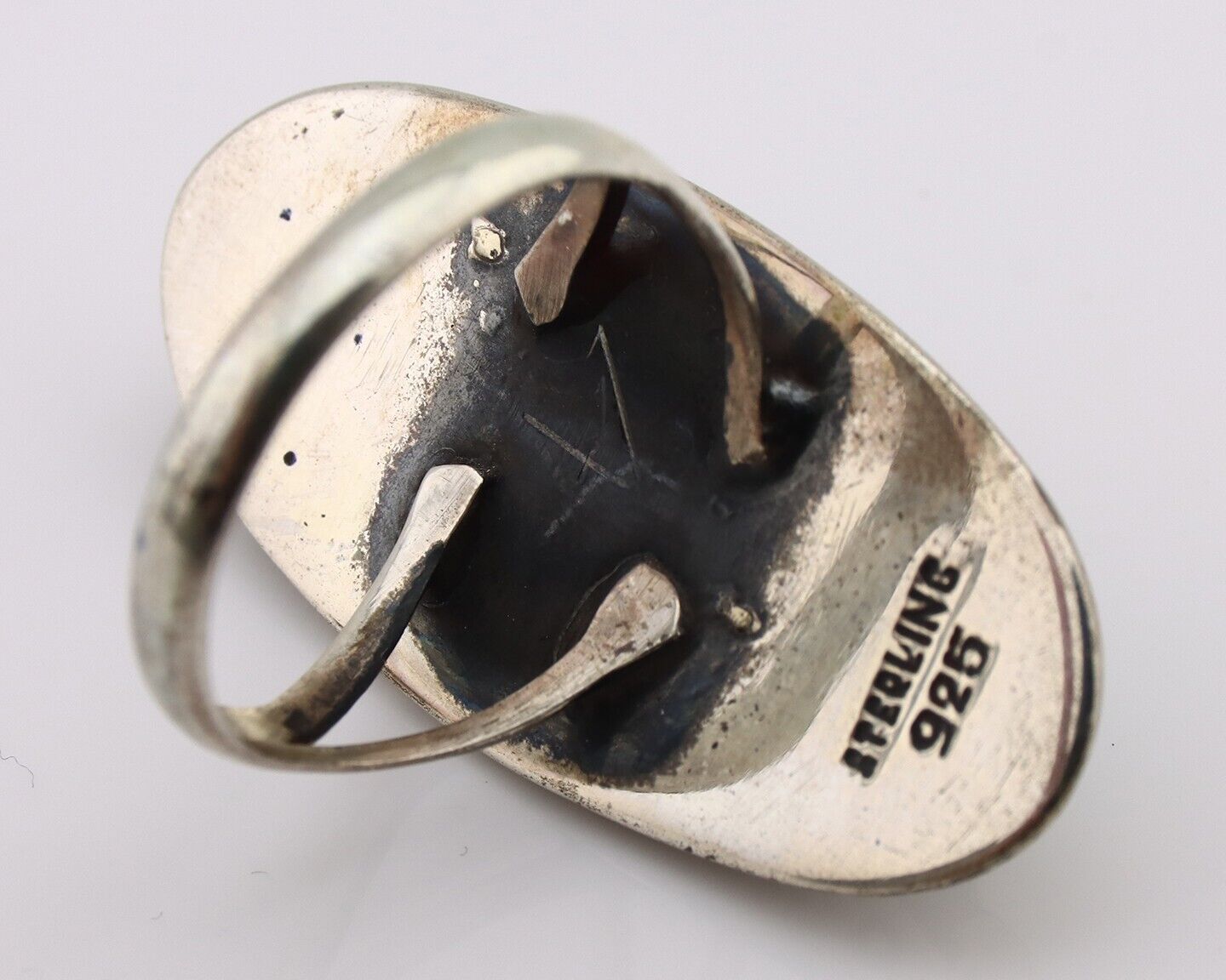 Navajo Ring 925 Silver Natural Kingman Turquoise Native American Artist C.80's