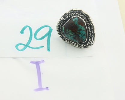 Navajo Ring 925 Sterling Turquoise Handmade Native Artist C.80's Size 5.5
