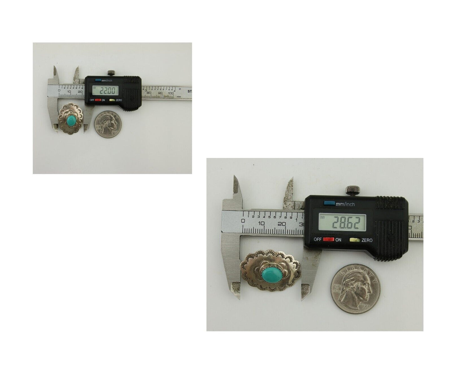 Navajo Hand Stamped Earrings 925 Silver Natural Turquoise Native Artist C.80's