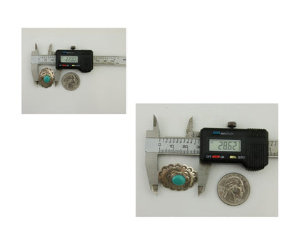 Navajo Hand Stamped Earrings 925 Silver Natural Turquoise Native Artist C.80's