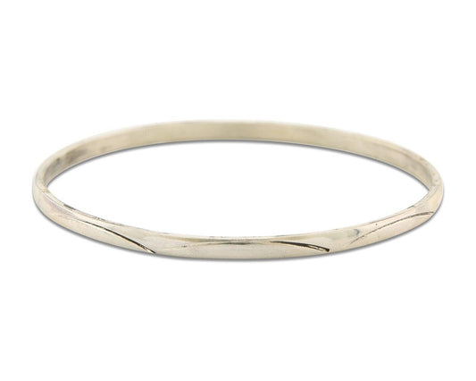 Navajo Bangle Bracelet 925 Silver Hand Stamped Twist Native American Artist C80s