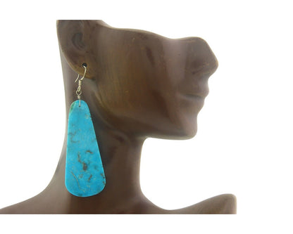Santo Domingo Earrings 925 Silver Natural Turquoise Native American Artist C80s
