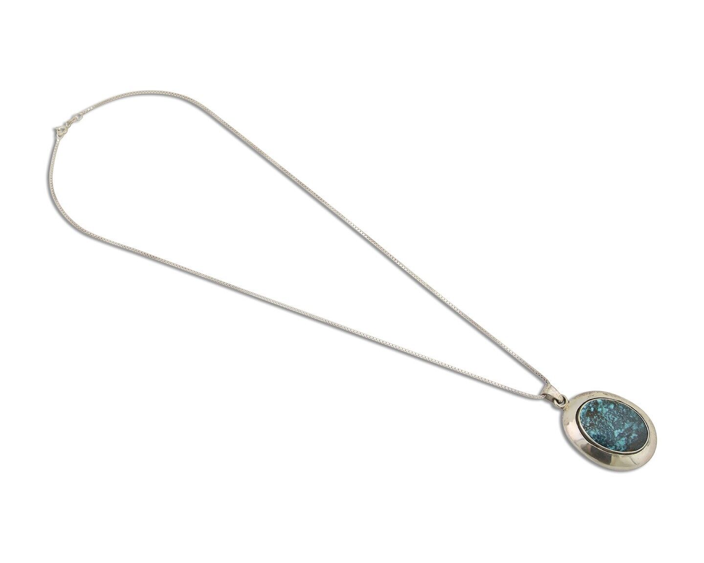 Navajo Necklace 925 Silver Natural Blue Turquoise Native American Artist C.80's