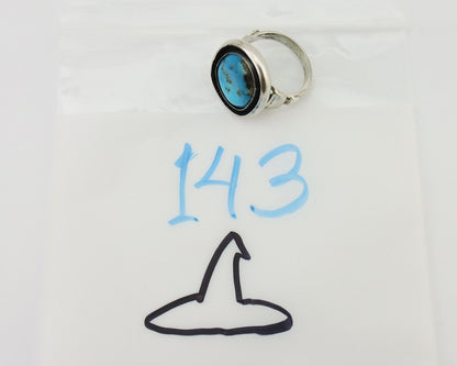Navajo Ring 925 Silver Arizona Turquoise Signed M Montoya C.80's
