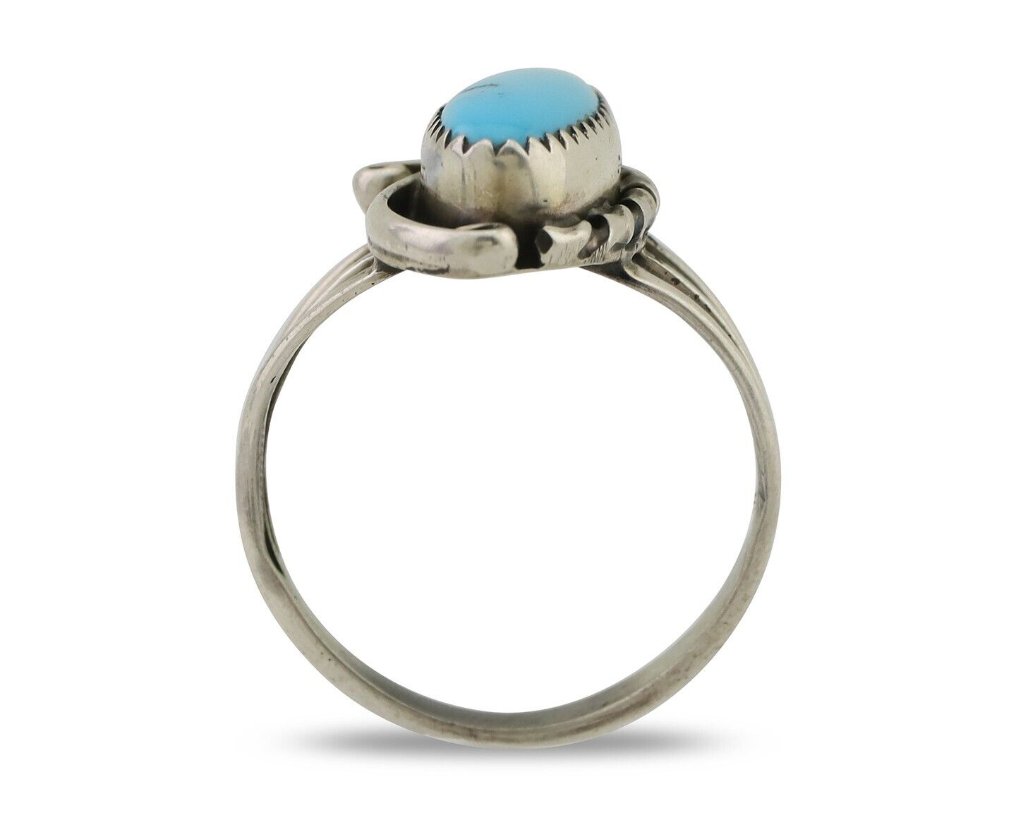 Navajo Ring 925 Silver Kingman Turquoise Artist Signed SC Size 8.0 C.80's