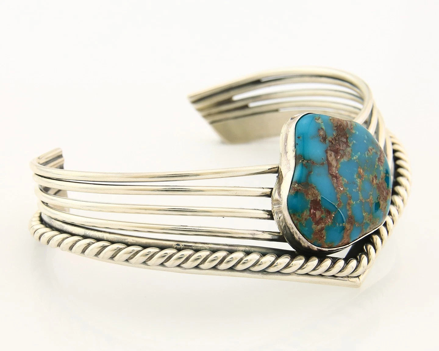 Navajo Cuff Bracelet Sterling Silver Natural Nevada Turquoise Native Vintage