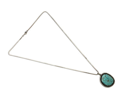 Navajo Pendant 925 Silver Natural Blue Turquoise Artist Signed Yazzie C.80's