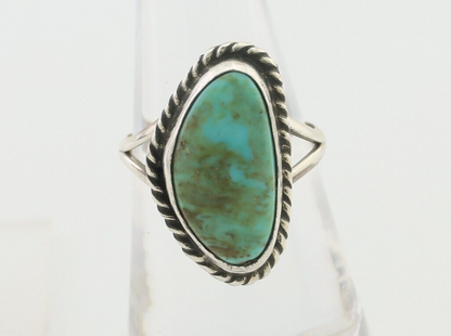 Navajo Ring 925 Silver Blue Gem Turquoise Artist Signed Rabbit Stick C.80's