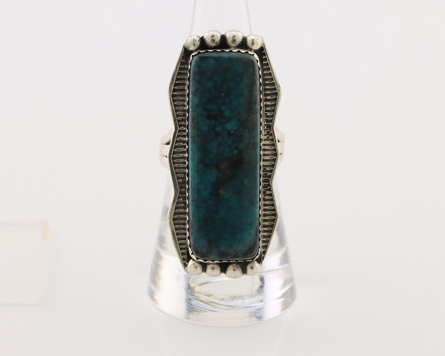 Navajo Hamdmade Ring 925 Silver Southwest Turquoise Signed D C.80's