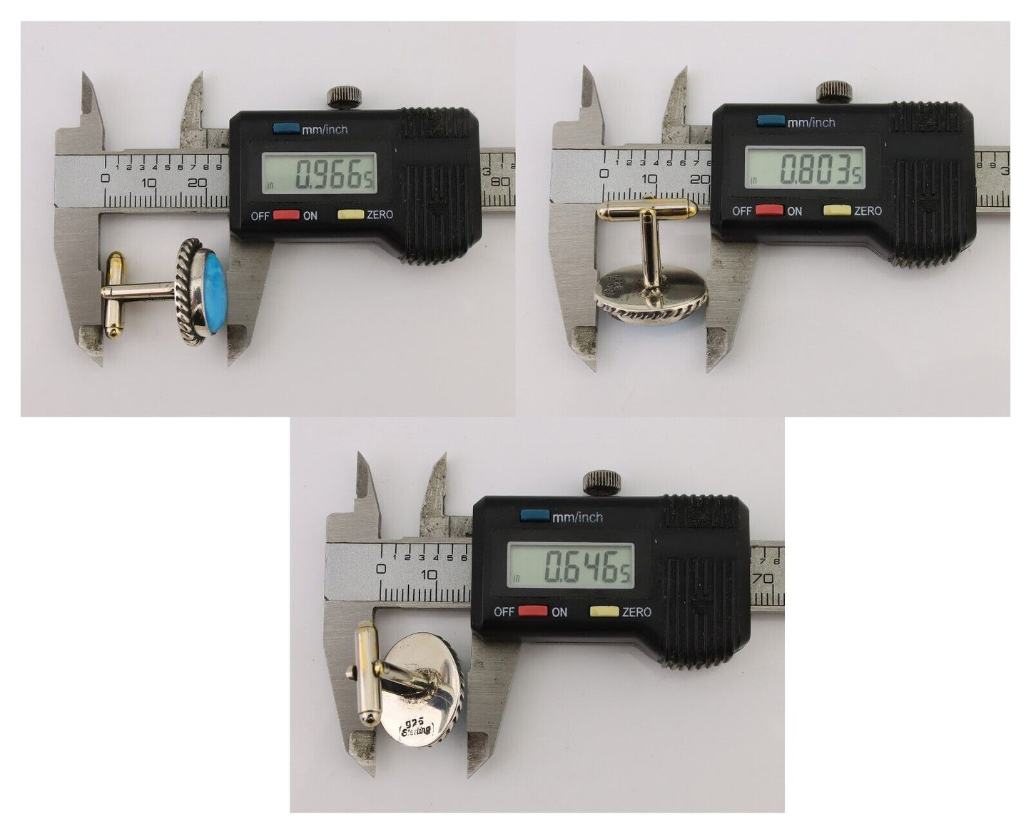 Navajo Cufflinks 925 Silver Native American Natural Turquoise C.80's